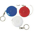 Round Retractable Tape Measure with Key Chain (White/Blue/Red)